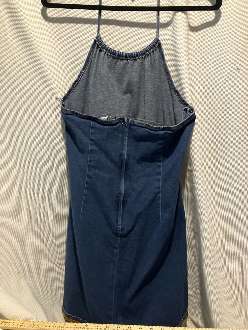 Strapless Denim Halter Mini Dress - Blue - Picture 6 of 8
